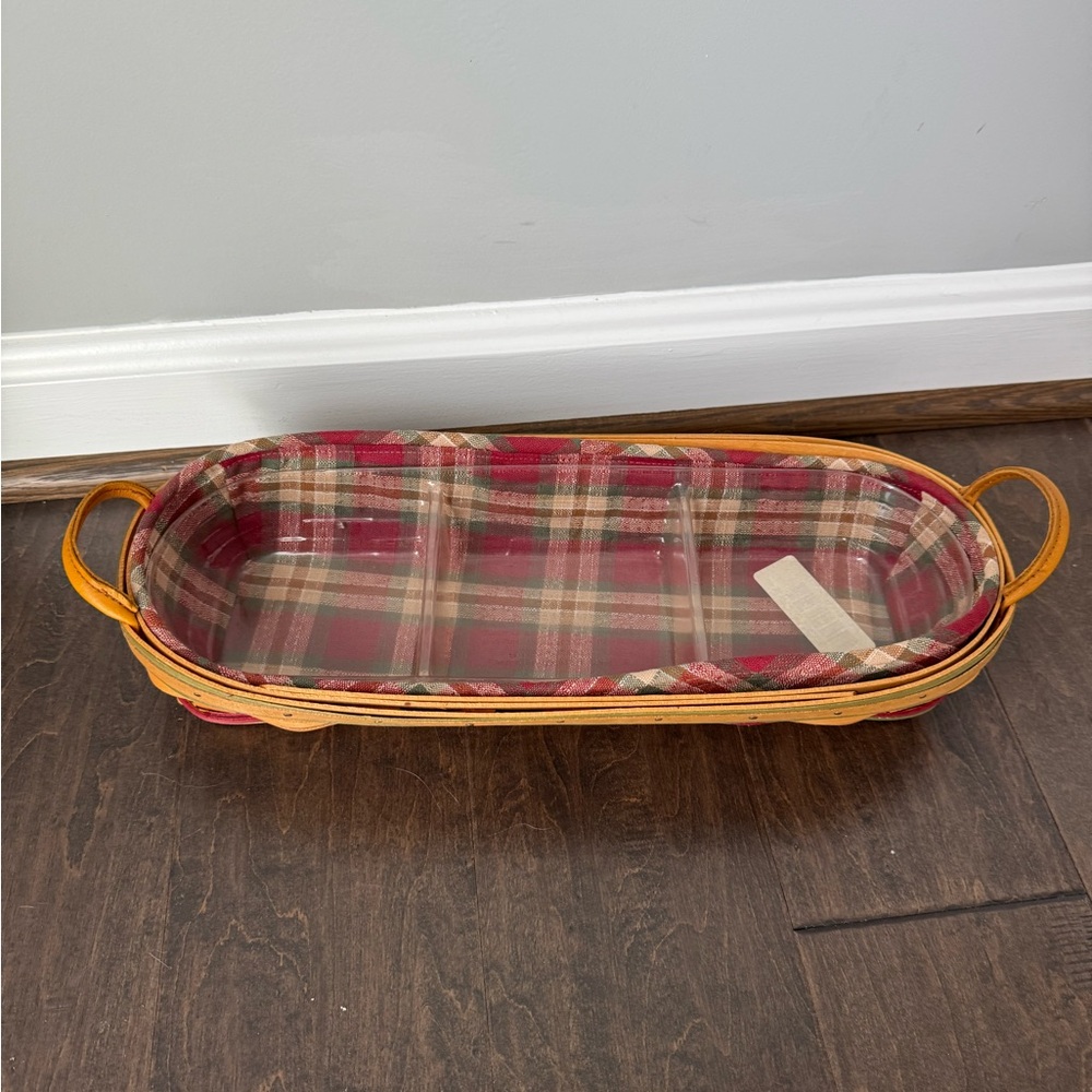 Plaid Woven Basket with Handles
